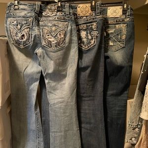 Miss me jeans sizes 25 and 27.